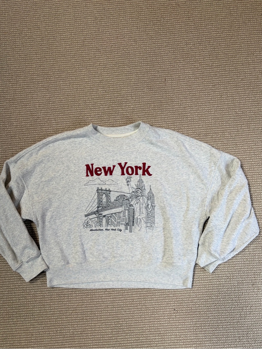 Like New Abercrombie & Fitch Gray Crewneck with Red New York Logo
